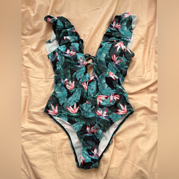 Sporlike Other - SPORLIKE Tropical V-Neck One piece Swimsuit